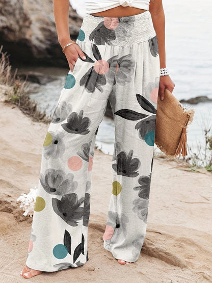 FLOWERSVERSE  European and American Spring and Summer  Cross-Border New Arrival Four Seasons Leisure Wide Leg Pants Printed Popular Loose Trousers for Women