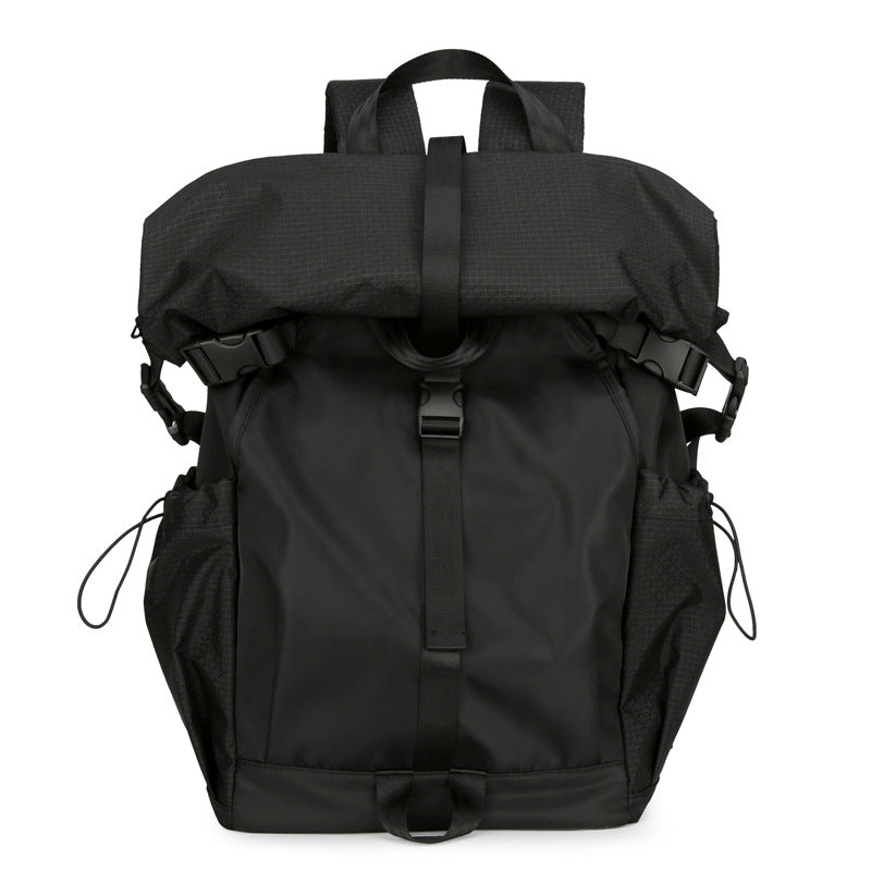 2025 New men's backpack backpack folding roll mouth trend fashion tooling function wind travel leisure backpack men