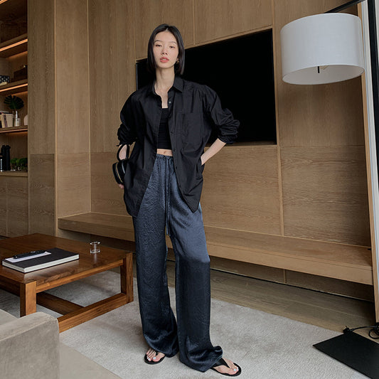 popular spring and summer wide-leg pants texture drape casual sunscreen casual pants women's summer light Yamamoto pants B0136