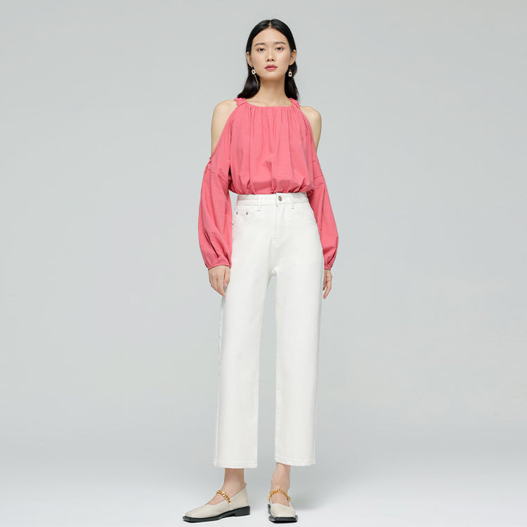 2025 Jeans Women's Autumn Lycra Universal Elastic White Elegant Smart Tall Skinny Women's Nine-point Jeans