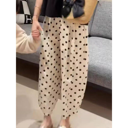 Summer pants thin women's  new popular polka dot Harlan radish pants loose and versatile casual nine-point pants