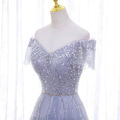 Cross-border wholesale wedding dress fairy temperament deep V-neck dress long waist celebrity party banquet evening dress