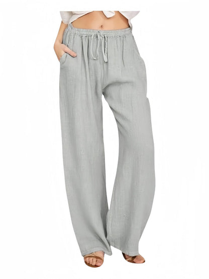 FLOWERSVERSE  Cross-Border Foreign Trade  Temu Women's Casual Trousers Summer Wide Leg Drawstring Loose Wide Leg Pants with Pockets