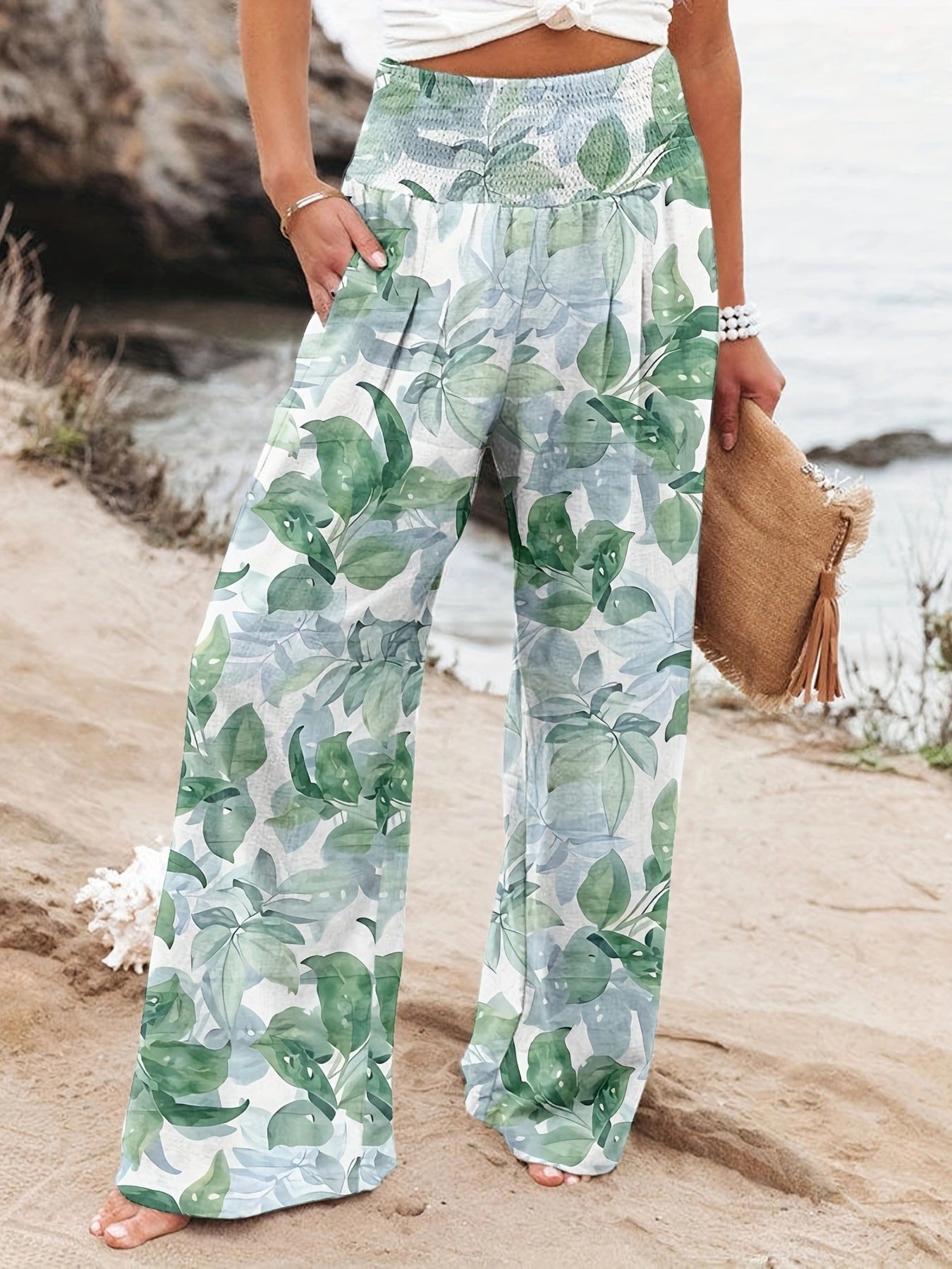 FLOWERSVERSE  European and American Spring and Summer  Cross-Border New Arrival Four Seasons Leisure Wide Leg Pants Printed Popular Loose Trousers for Women