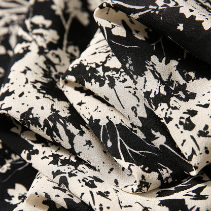 2025 Plant silhouette, silk dress spring and summer women's design sense, Hangzhou four-season green women's clothing waist mulberry silk skirt