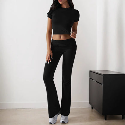 FLOWERSVERSE 2025 2025 spring and summer new  New explosion casual fashion suit solid color versatile short-sleeved trousers two-piece set