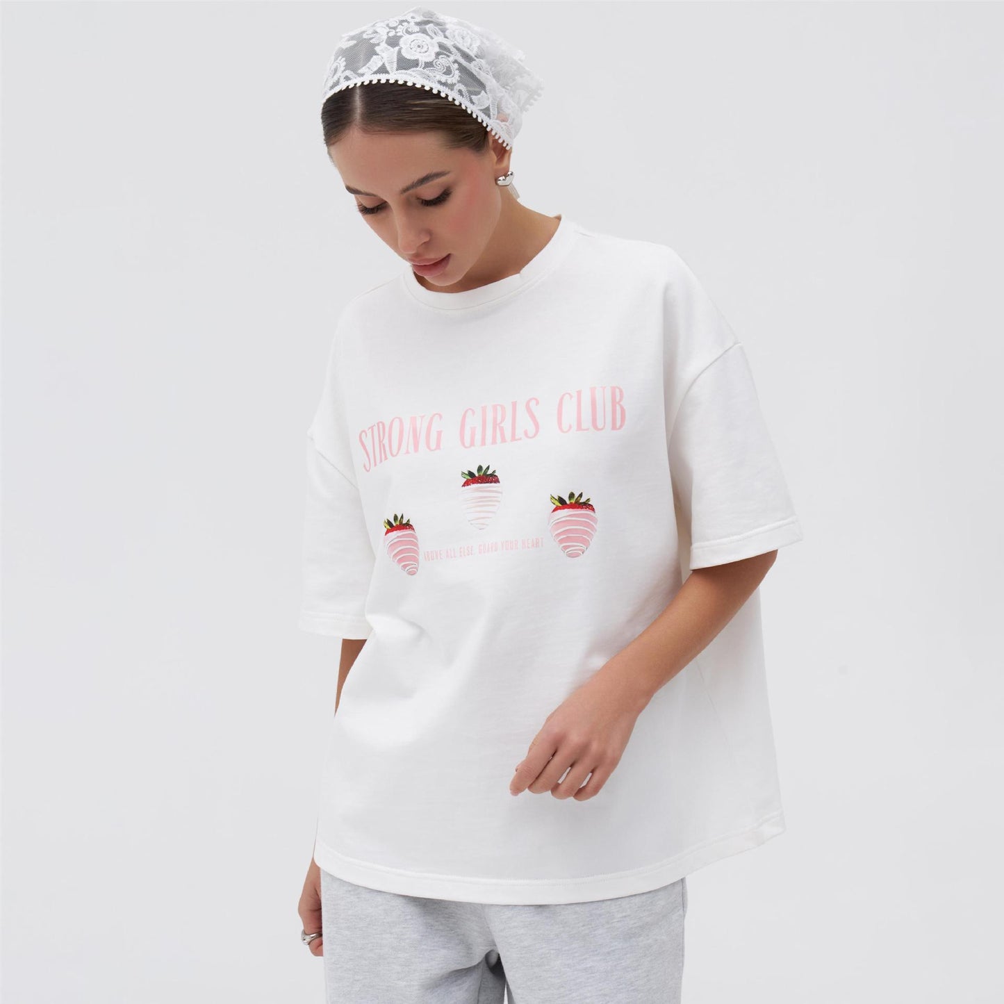 ins cute style printing short-sleeved T-shirt top short-sleeved round neck casual loose versatile and thin design sense