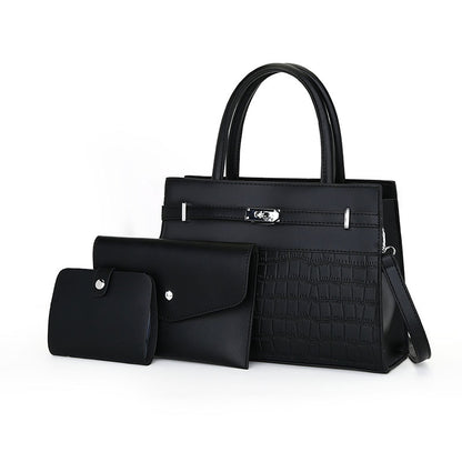 2025 hot-selling popular new fashion temperament stone pattern handbag,  retro large-capacity three-piece women's bag