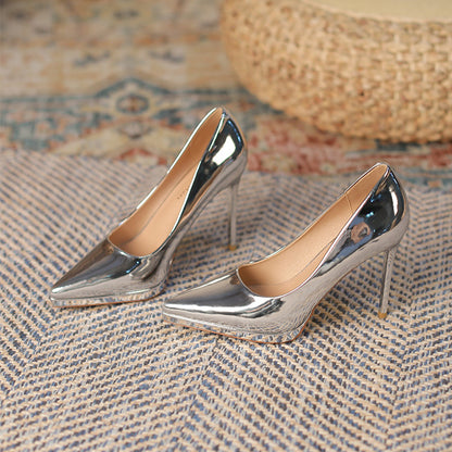 2025 1088A cheongsam model catwalk high heels women's pointed waterproof table 10.5CM thin heel shallow mouth temperament women's single shoes