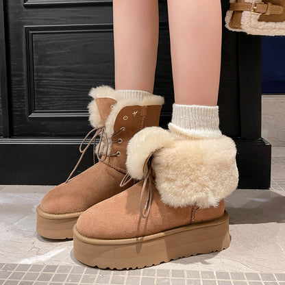 2025  Retro commuter thick-soled versatile casual comfortable warm snow boots autumn popular new fashionable simple short boots women