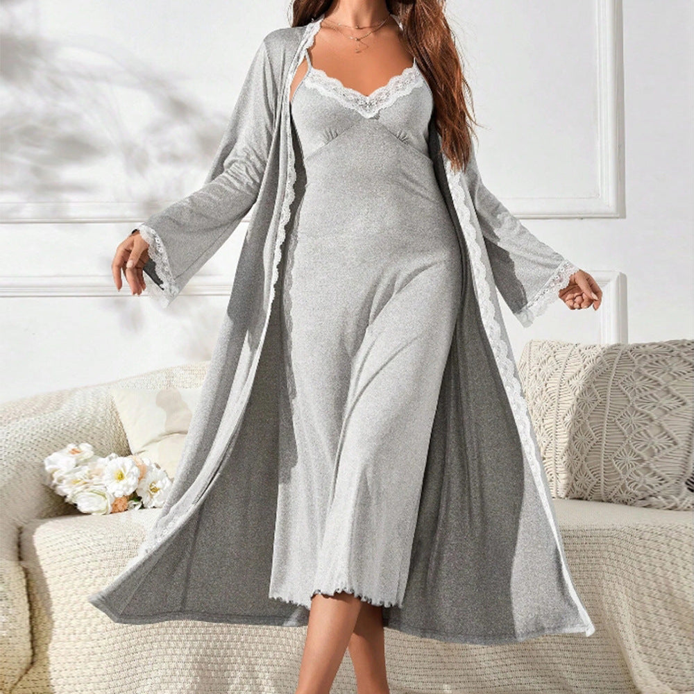 FLOWERSVERSE 2025 Popular trade women's clothing 2025 spring and summer new sexy home fashion suit shawl lace suspender dress