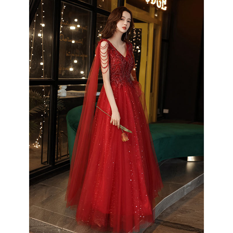 Temperament evening dress 2025 new spring engagement banquet style toast dress bride women's light luxury niche dress
