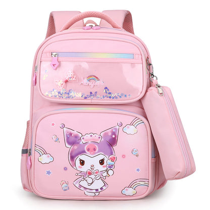 Elementary School Student Cartoon Fresh Girl Schoolbag Grade 2 to Grade 3 Decompression Spine Protection Schoolbag Multi-Compartment Large-Capacity Backpack