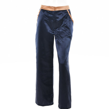 2025 style sexy babes contrasting colors and pendant trousers for women's autumn new fashionable high-waisted hip-lifting loose straight-leg trousers