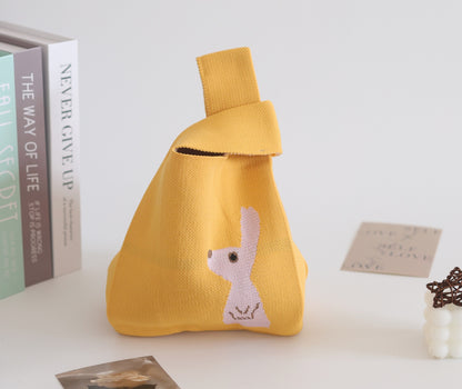 FLOWERSVERSE  INS Internet Hot New Handbag Women's Knitted Bag Japanese and Korean Style All-Match Hand Carrying Casual Tote Bag Factory Wholesale