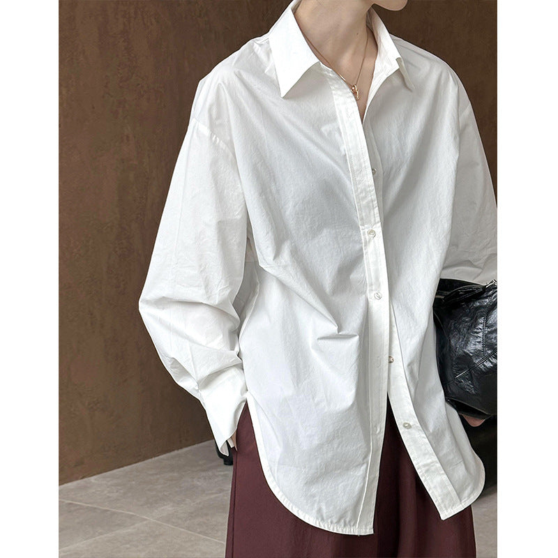 2025  2025 early spring new Korean fashion lapel design sense niche chic long-sleeved shirt women 24172