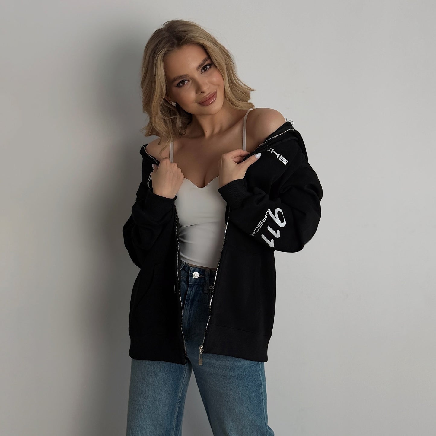 spring new long-sleeved jacket  New   car printing zipper hooded sweater