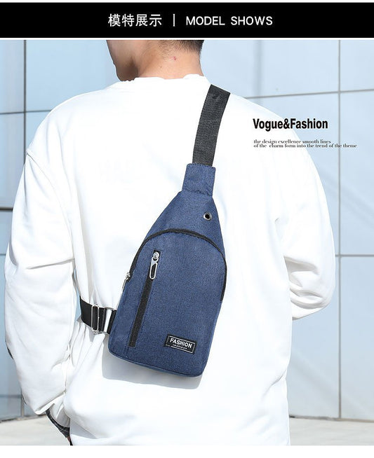FLOWERSVERSE Factory Wholesale Men's Canvas Chest Bag Casual Sports Shoulder Bag Korean Style Men's Fashion Brand Chest Bag Shoulder Messenger Bag