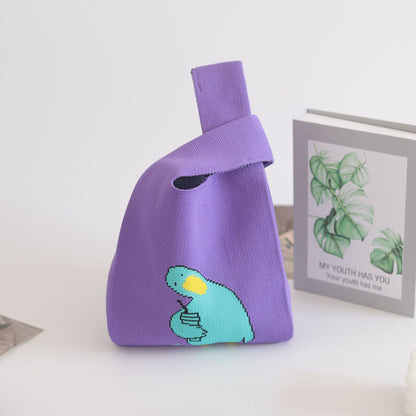 FLOWERSVERSE  INS Internet Hot New Handbag Women's Knitted Bag Japanese and Korean Style All-Match Hand Carrying Casual Tote Bag Factory Wholesale