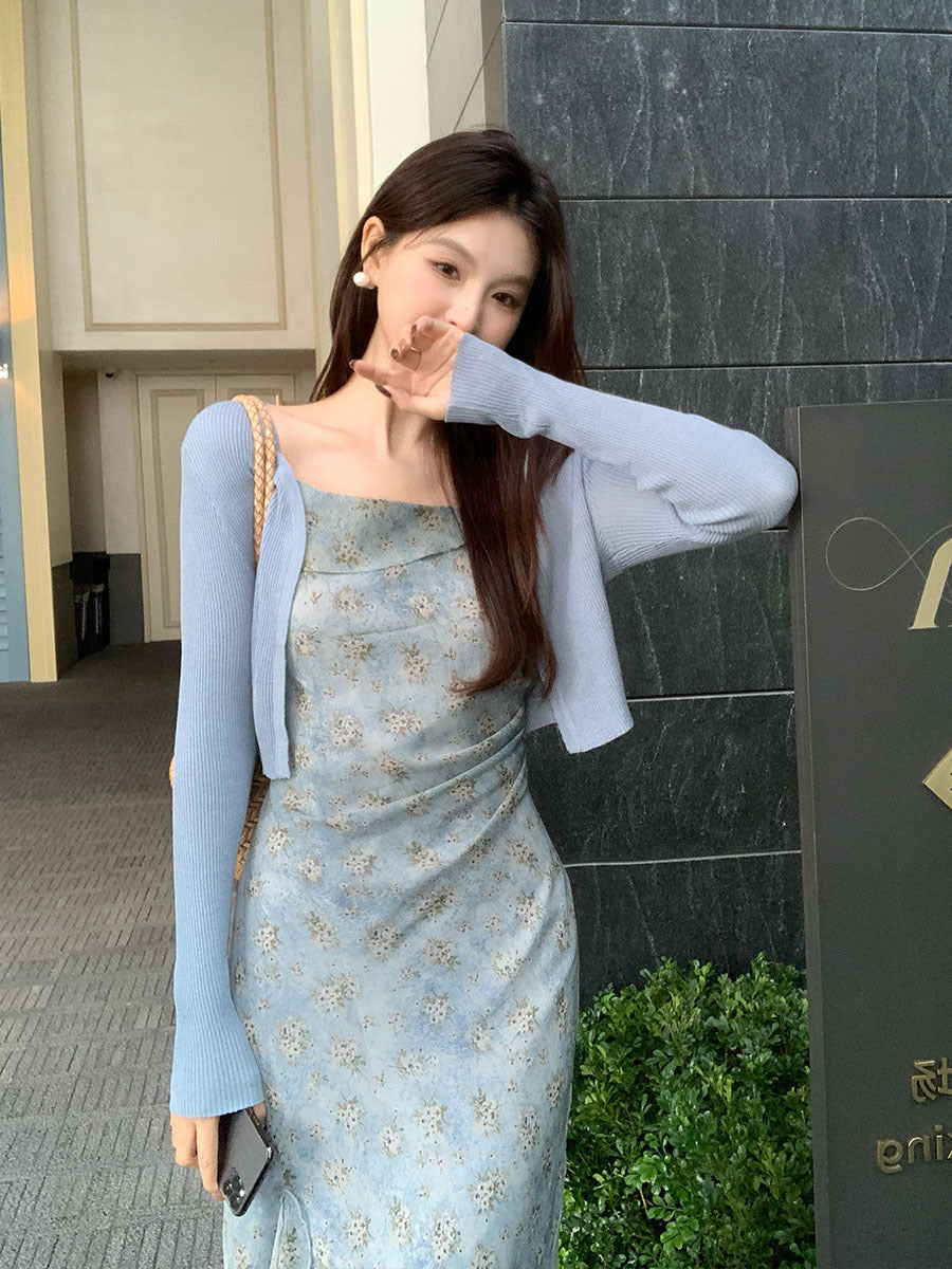 2025 spring new Korean version temperament long-sleeved slim-fit knitted cardigan women's sunscreen shawl women 25229