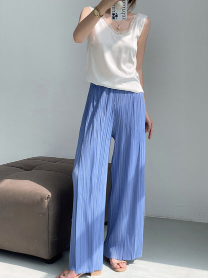 Folds  summer new fashion drape loose Miyake casual pants women's senior sense thin versatile wide-leg pants