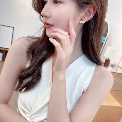 2025 S925 silver needle earrings new fresh and sweet high-end drip oil enamel earrings oil painting style color butterfly stud earrings