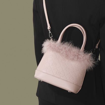 FLOWERSVERSE 2025 Plush handbag bag Korean version of sweet fairy  autumn and winter new messenger bucket bag Popular hair bag