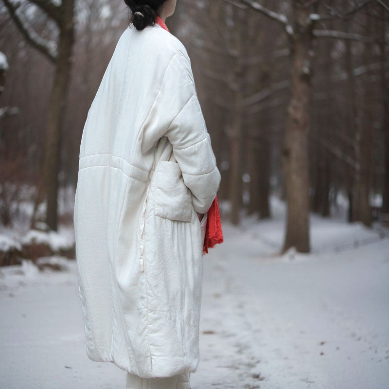 warm autumn and winter literary cotton clothes, mulberry silk cotton blended double-sided wear, soft and comfortable medium and long cotton-padded clothes