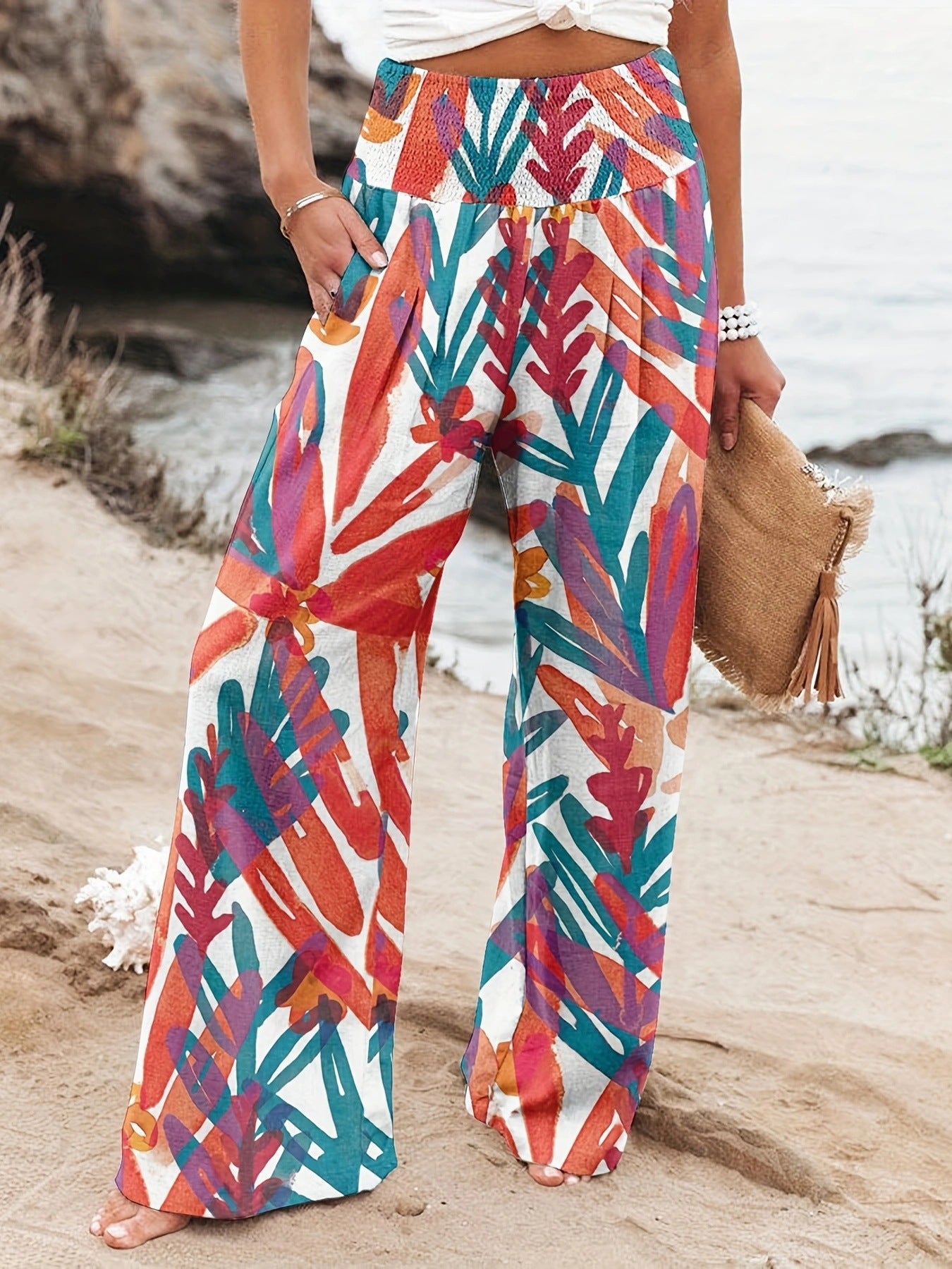 FLOWERSVERSE  European and American Spring and Summer  Cross-Border New Arrival Four Seasons Leisure Wide Leg Pants Printed Popular Loose Trousers for Women