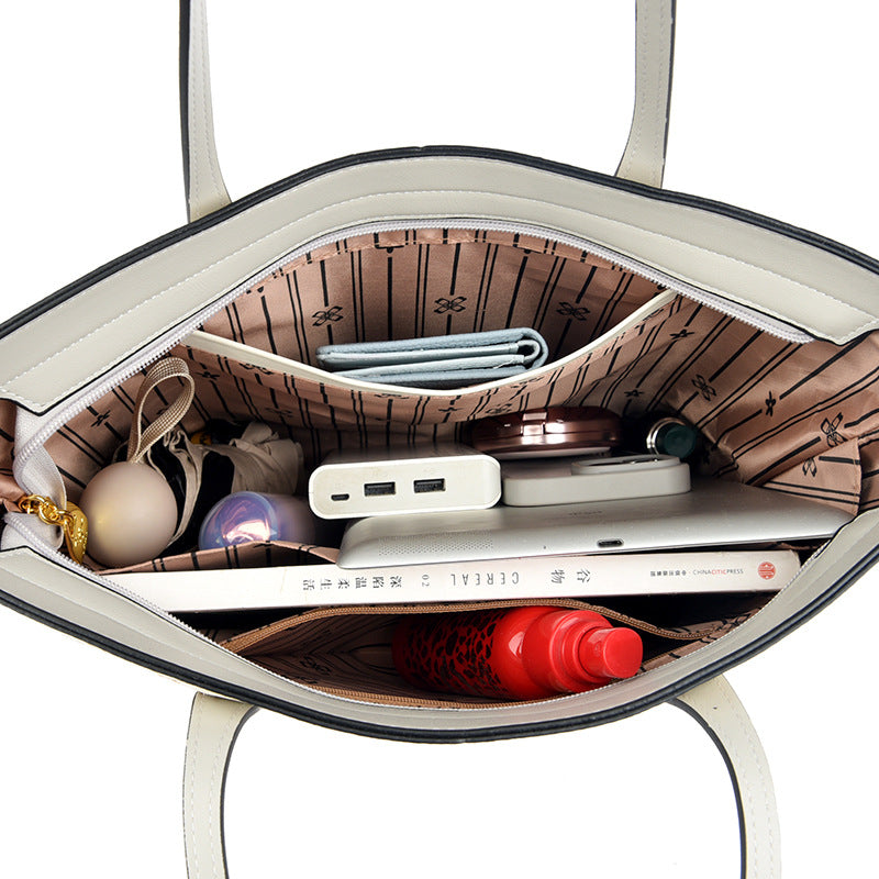 2025 Tote bag  retro big bag fashion printing simple shoulder bag large capacity high sense contrasting color women's bag