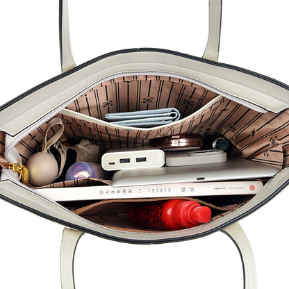 2025 Tote bag  retro big bag fashion printing simple shoulder bag large capacity high sense contrasting color women's bag