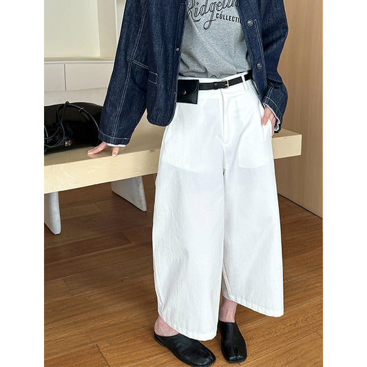 2025  spring new Korean version of casual temperament thin and versatile solid color high-waisted pants wide-leg pants 8006