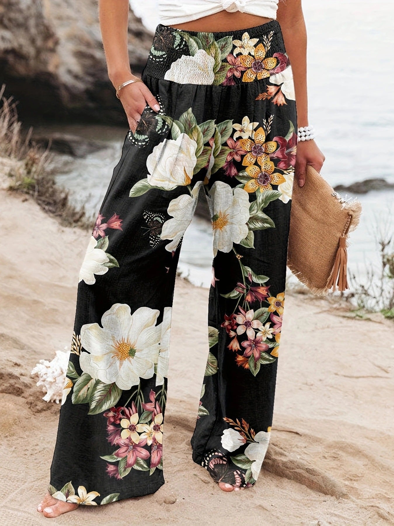 FLOWERSVERSE  European and American Spring and Summer  Cross-Border New Arrival Four Seasons Leisure Wide Leg Pants Printed Popular Loose Trousers for Women