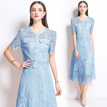 Fried Street Age Reduction Fashion Suit  New Women's Clothing Summer Fashion Hot Style Lace Skirt Two-piece Skirt