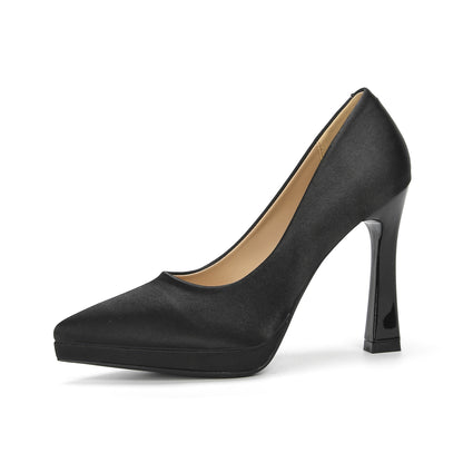 2025 105-3 temperament satin suede high heels are not tired feet pointed thin heels super high heels sexy waterproof table shoes