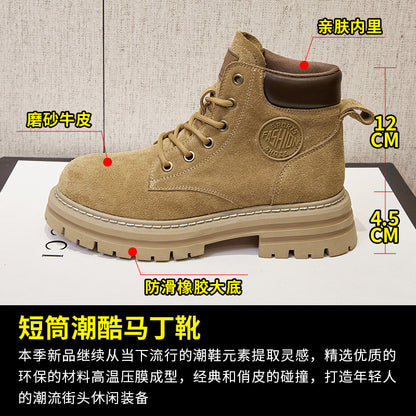 2025 Leather rhubarb boots Martin boots women's  new British style platform short boots women's spring and autumn single boots