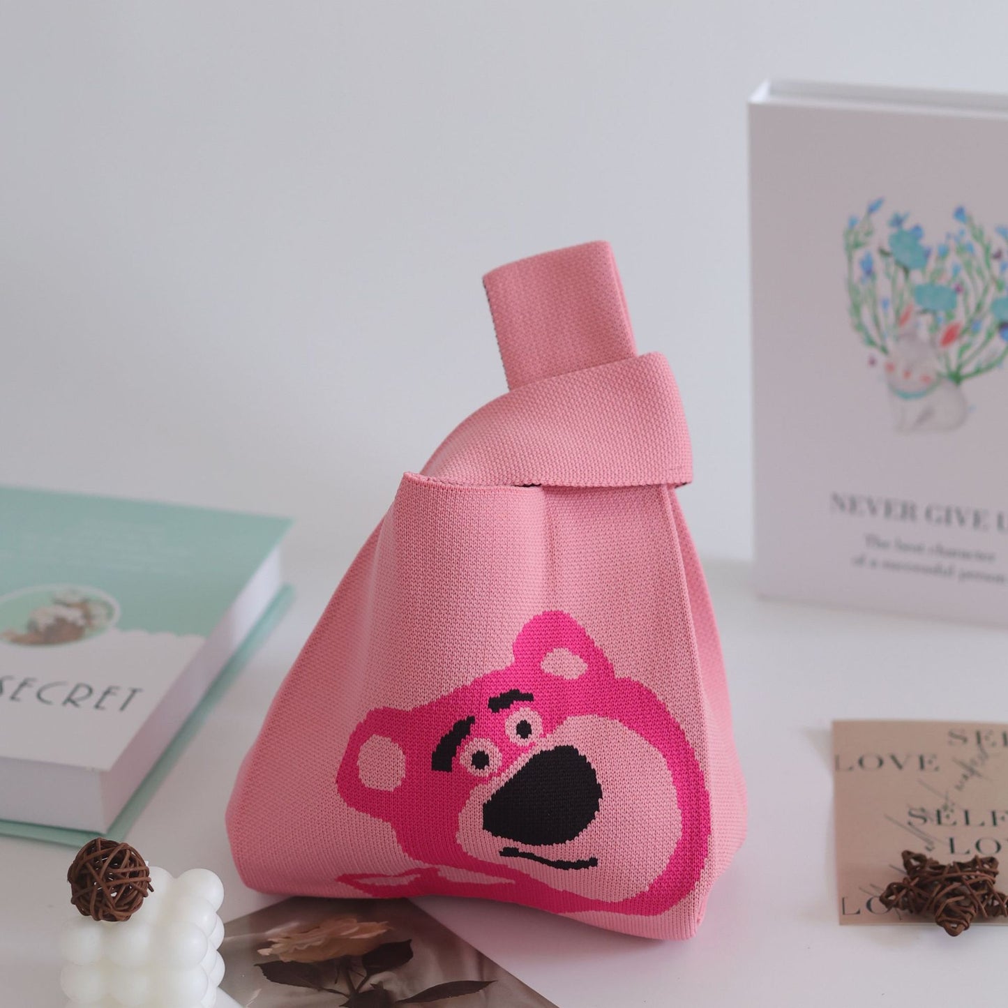 FLOWERSVERSE  INS Internet Hot New Handbag Women's Knitted Bag Japanese and Korean Style All-Match Hand Carrying Casual Tote Bag Factory Wholesale