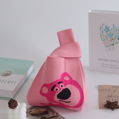 FLOWERSVERSE  INS Internet Hot New Handbag Women's Knitted Bag Japanese and Korean Style All-Match Hand Carrying Casual Tote Bag Factory Wholesale