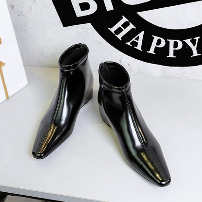 FLOWERSVERSE 2025 6632-9 Retro  style slope heel heightening fashionable versatile pedicure and thin autumn and winter women's boots and bare boots