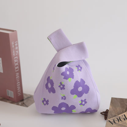 FLOWERSVERSE  INS Internet Hot New Handbag Women's Knitted Bag Japanese and Korean Style All-Match Hand Carrying Casual Tote Bag Factory Wholesale