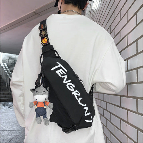 FLOWERSVERSE Men's Bag Fashion Messenger Bag Schoolboy Backpack Niche Sports Leisure Bag Women's Shoulder Bag Personality Japanese Style Chest Bag