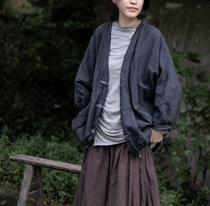 creative skin-friendly and wide in autumn and winter, literary coat, cotton and linen lamb velvet retro buckle short coat