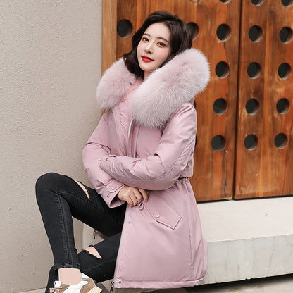 Pie Overcomes 2024 New Medium and Long Temperament Padded Jacket Padded Jacket Small Man Winter Fleece Thickened Large Size Padded Jacket Women