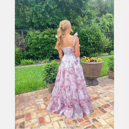 FLOWERSVERSE 2025New  new off-the-shoulder 2025 women's clothing fashion organza fairy long temperament evening dress dress