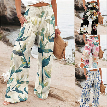 FLOWERSVERSE  European and American Spring and Summer  Cross-Border New Arrival Four Seasons Leisure Wide Leg Pants Printed Popular Loose Trousers for Women