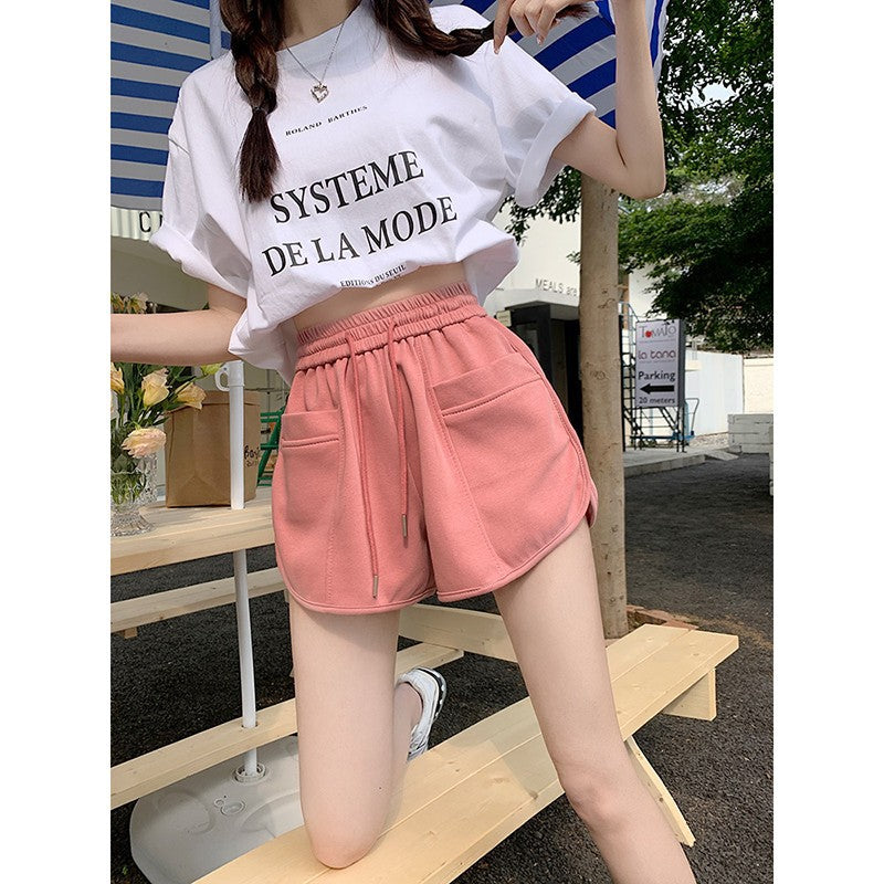 flowersverse Plump Girls plus Size Wide Legs Shorts Women's Summer Korean Style Loose Slimming High Waist Japanese Style Beach Hot Pants Pajama Pants Outer Wear