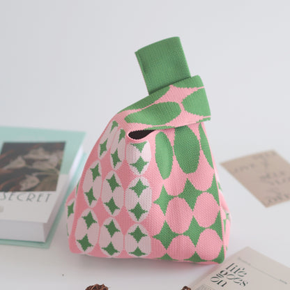 FLOWERSVERSE  INS Internet Hot New Handbag Women's Knitted Bag Japanese and Korean Style All-Match Hand Carrying Casual Tote Bag Factory Wholesale