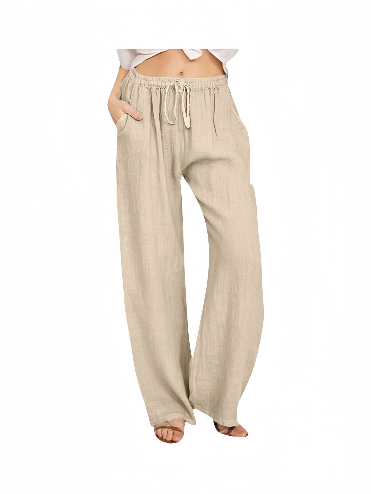 FLOWERSVERSE  Cross-Border Foreign Trade  Temu Women's Casual Trousers Summer Wide Leg Drawstring Loose Wide Leg Pants with Pockets