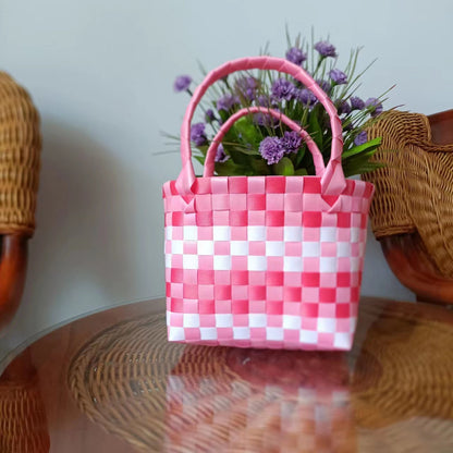 FLOWERSVERSE  Free Shipping Popular Small Bag Vegetable Basket PVC Woven Bag Open Children Small Clutch Hand Gift Bag Women's Bag