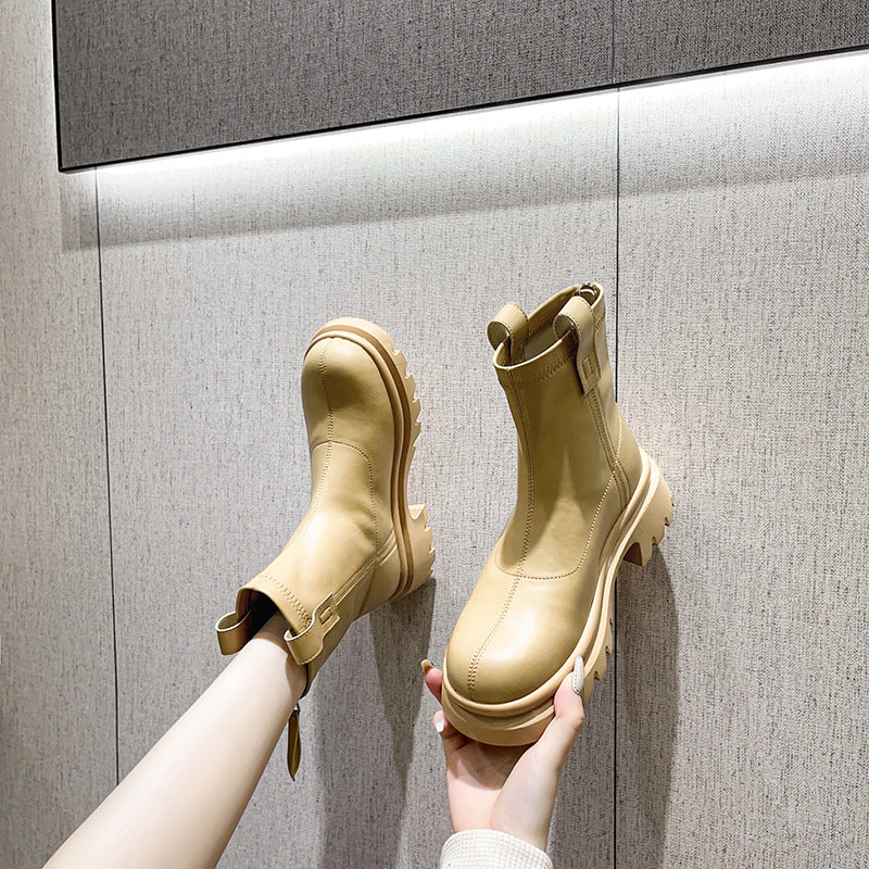 2025 Platform Retro Rhubarb Boots Women's Autumn Chelsea Boots Summer Martin Boots Women's British Boots